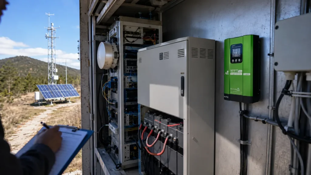 Remote solar power system supporting telecom and monitoring equipment