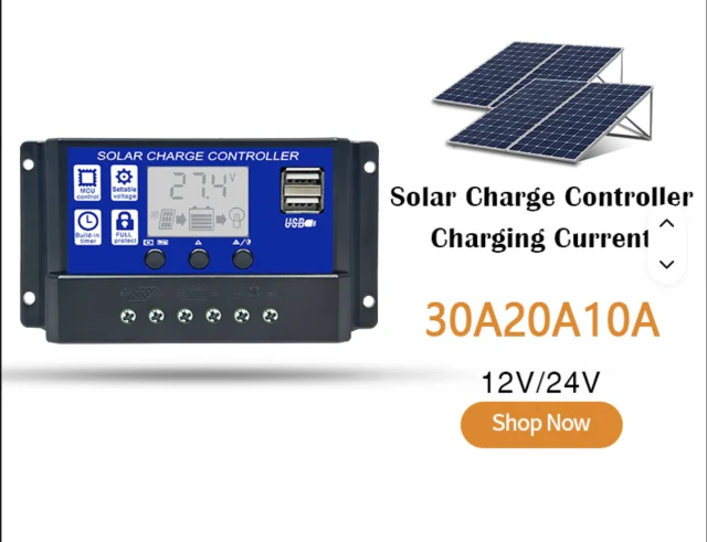 SYH-24V Series 10A–30A PWM Solar Charge Controller for 12V/24V Systems - Gerixi solar charge controller